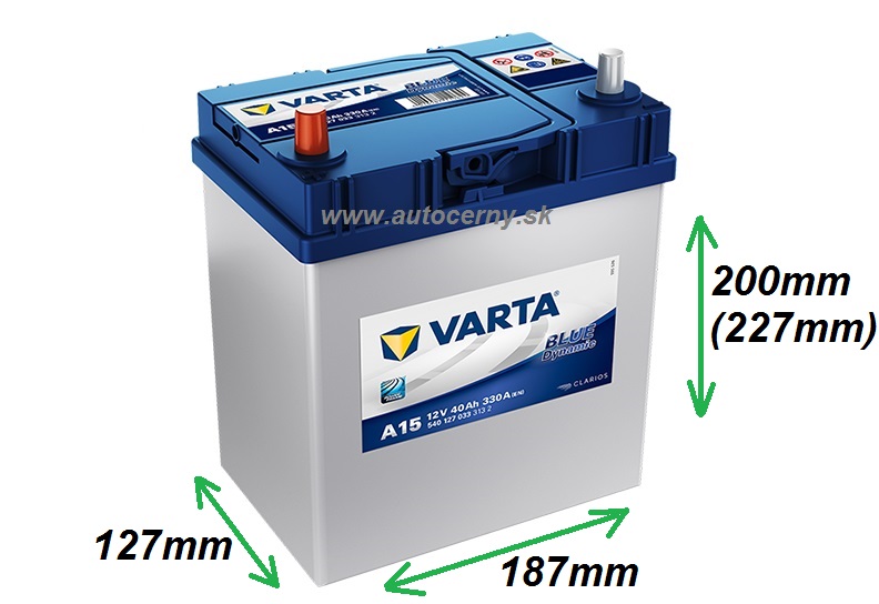 Varta Blue 12V/40Ah - 330A AZIA TYP - LAVÁ (540127033) A15