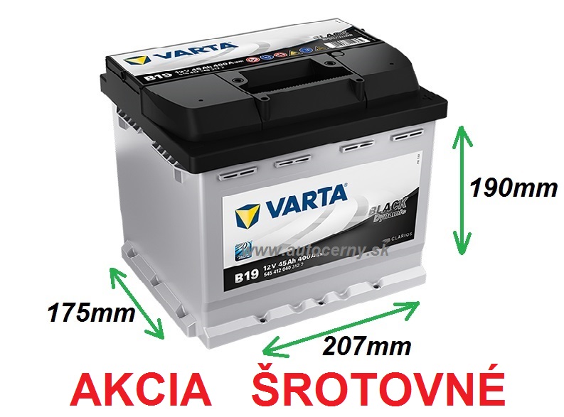 AKCIA Varta Black 12V/45Ah - 400A B19 - ŠROTOVNÉ