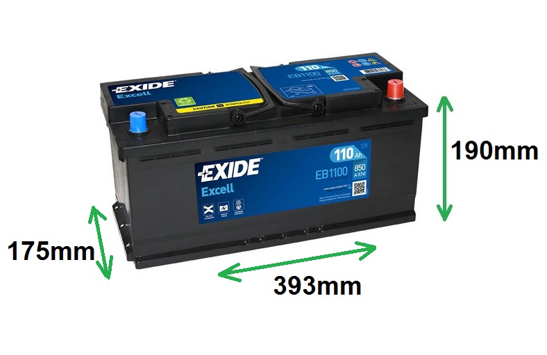 Exide Excell 12V/110Ah 850A EB1100