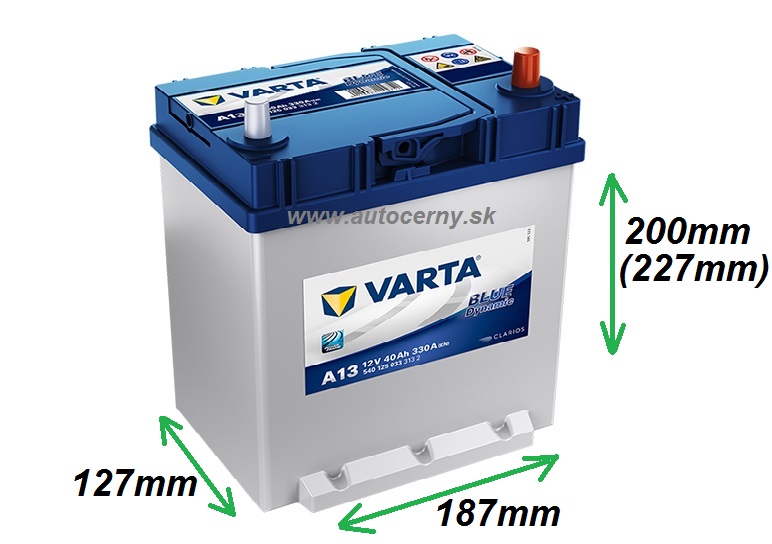 Varta Blue 12V/40Ah Azia typ PRAVÁ (540125033) A13