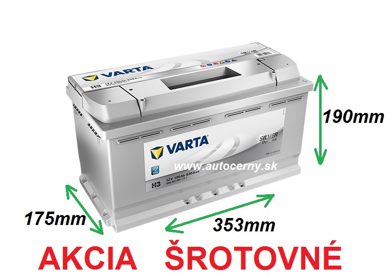 AKCIA Varta Silver 12V/100Ah - 830A H3 - ŠROTOVNÉ