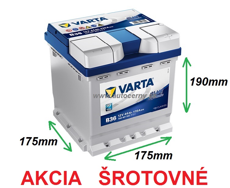AKCIA Varta Blue 12V/44Ah - 420A B36 - ŠROTOVNÉ (kocka)