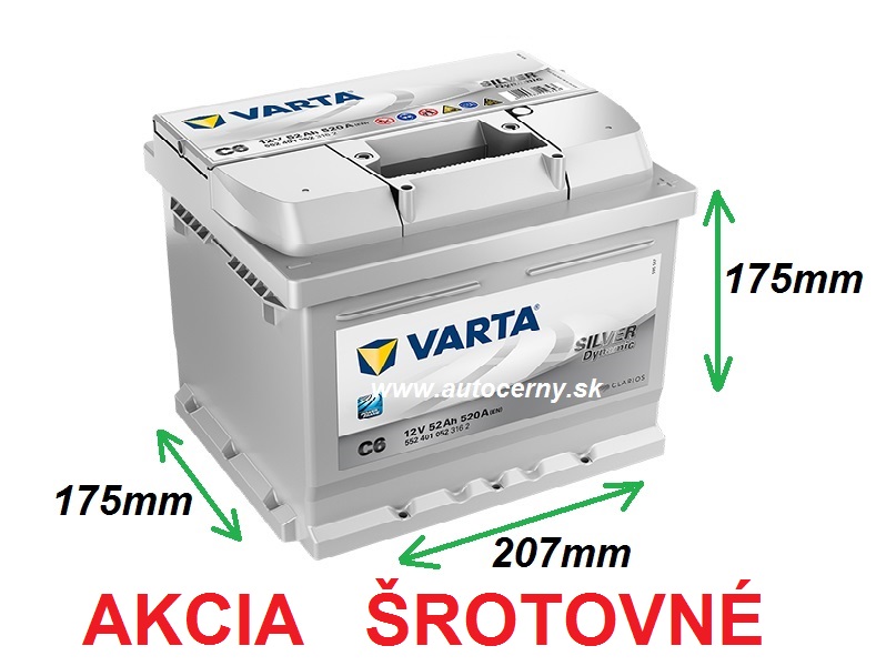 AKCIA Varta Silver 12V/52Ah - 520A C6 - ŠROTOVNÉ