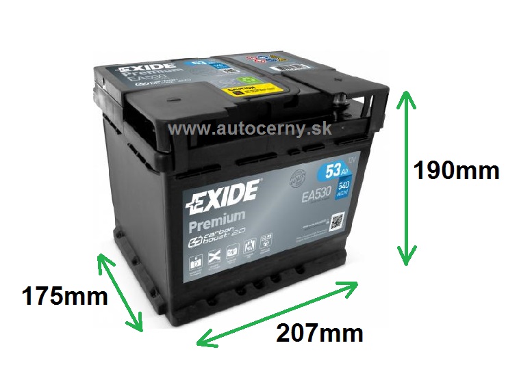 Exide Premium 12V/53Ah 540A EA530