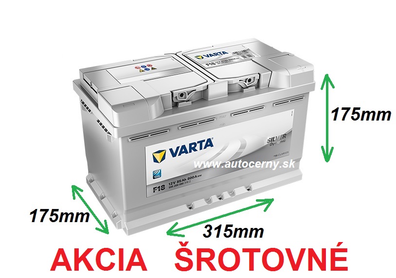 AKCIA Varta Silver 12V/85Ah - 800A F18 - ŠROTOVNÉ