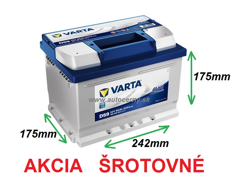 AKCIA Varta Blue 12V/60Ah - 540A D59 - ŠROTOVNÉ