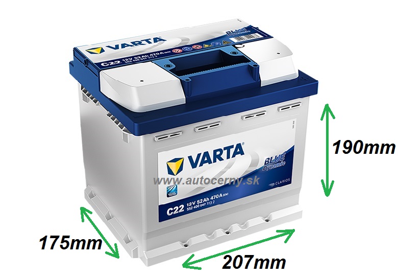 Varta Blue 12V/52Ah - 470A (552400047) C22