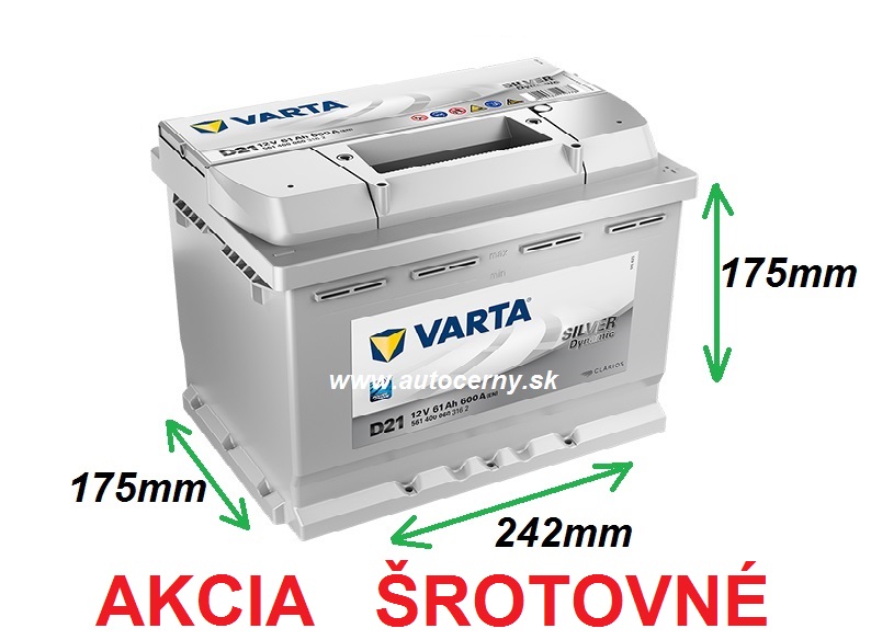 AKCIA Varta Silver 12V/61Ah - 600A D21 - ŠROTOVNÉ