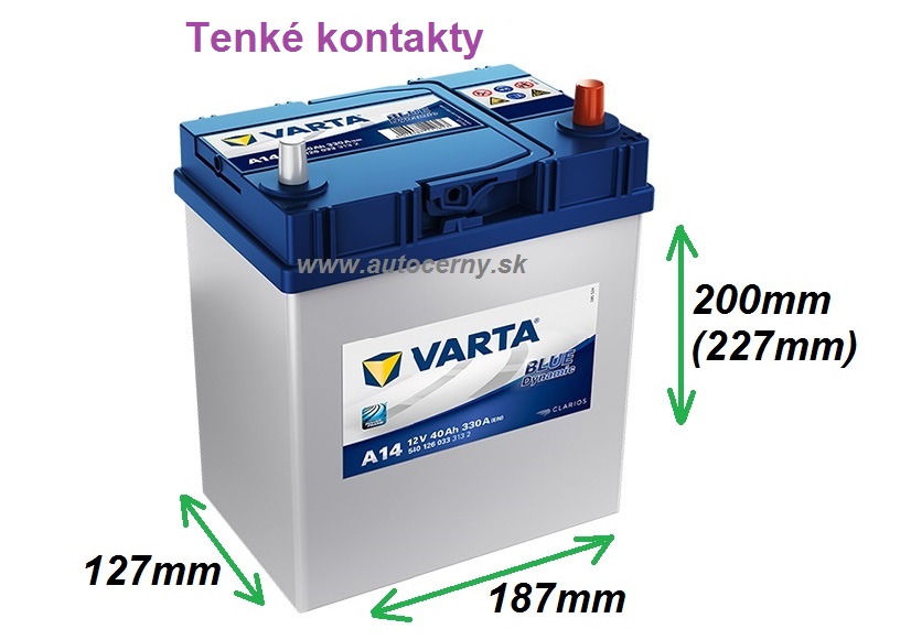 Varta Blue 12V/40Ah - 330A AZIA typ - PRAVÁ (540126033) A14