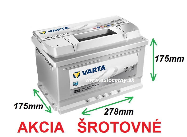 AKCIA Varta Silver 12V/74Ah - 750A E38 - ŠROTOVNÉ