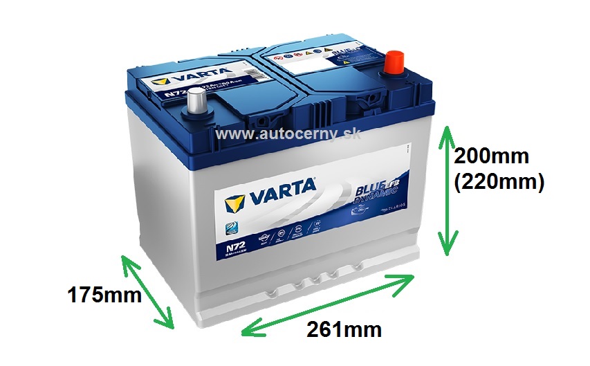 Varta Blue EFB Azia 12V/72Ah - 760A štart-stop (572501076) N72