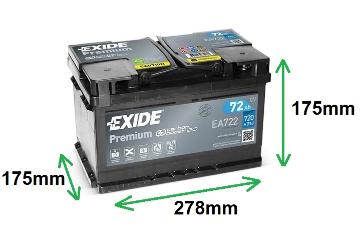 Exide Premium 12V/72Ah 720A EA722