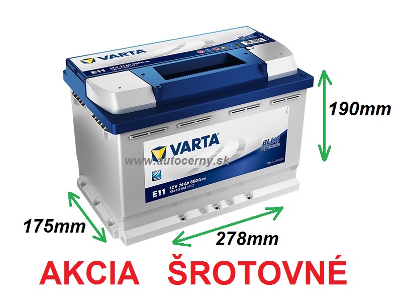 AKCIA Varta Blue 12V/74Ah - 680A E11 - ŠROTOVNÉ