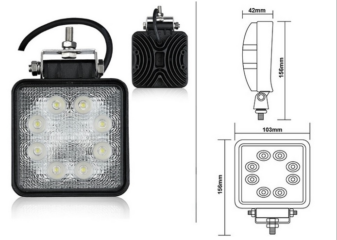 Pracovné svetlo LED 24W 12-24V - hranaté (max7960) 1ks