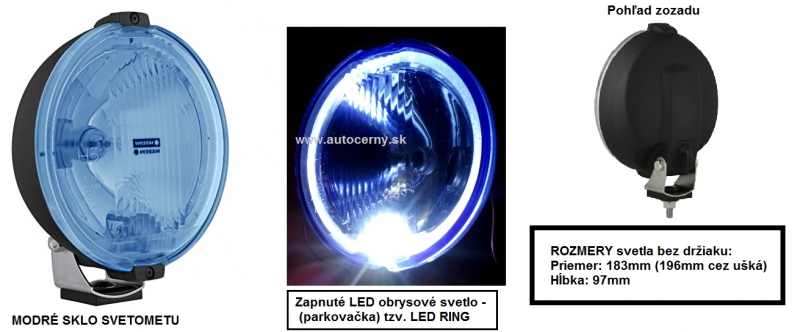 WESEM - Dialkový MODRÝ gulatý 183mm (1ks) + LED RING 12V